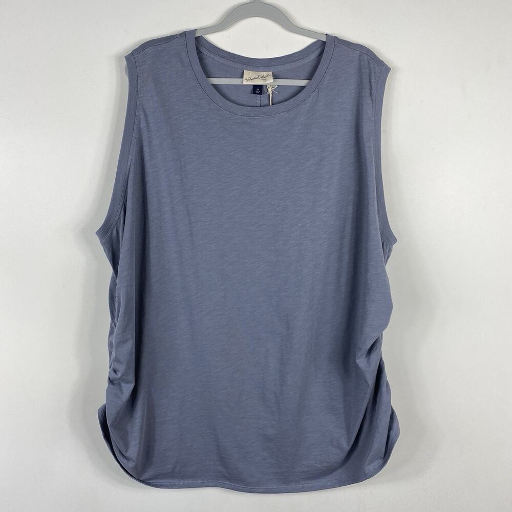 Universal Thread Tank Top 2X Gray Muscle Side Ruched 100% Cotton